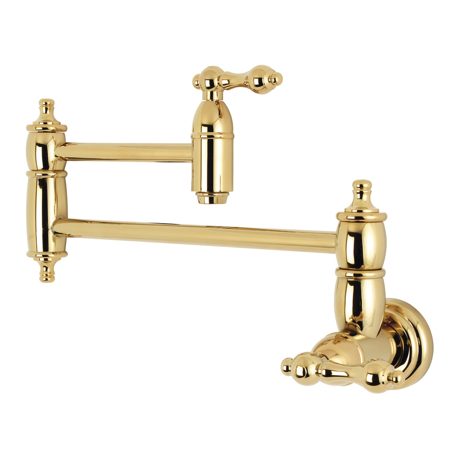Kingston Heirloom KS3102AL - Restoration Two-Handle 1-Hole Wall Mount Pot Filler Faucet, Polished Brass — image 1